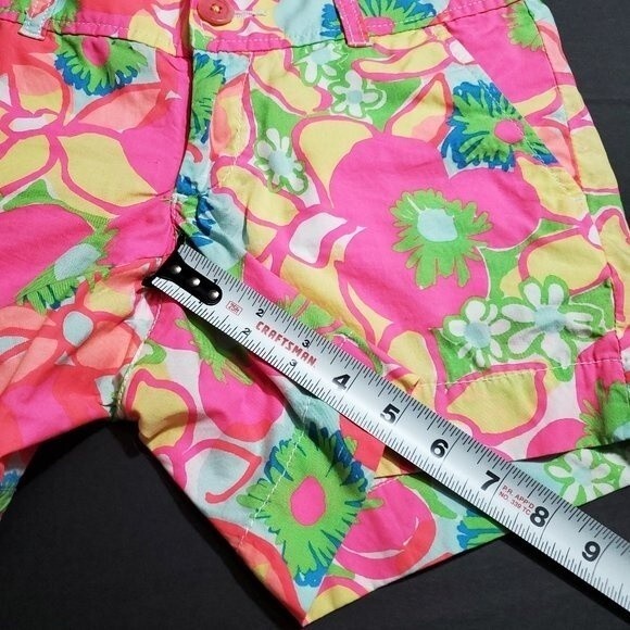 Lilly Pulitzer Callahan Shorts Size 00 Retro Neon Floral Print Ice Cream Social - Picture 6 of 10